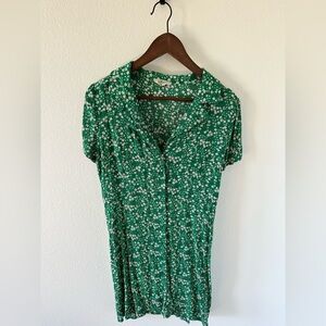 Green floral mini dress